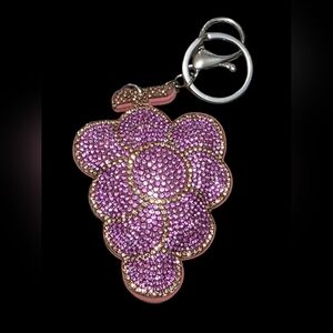 Purple Rhinestone Grape Bag Charm Keychain